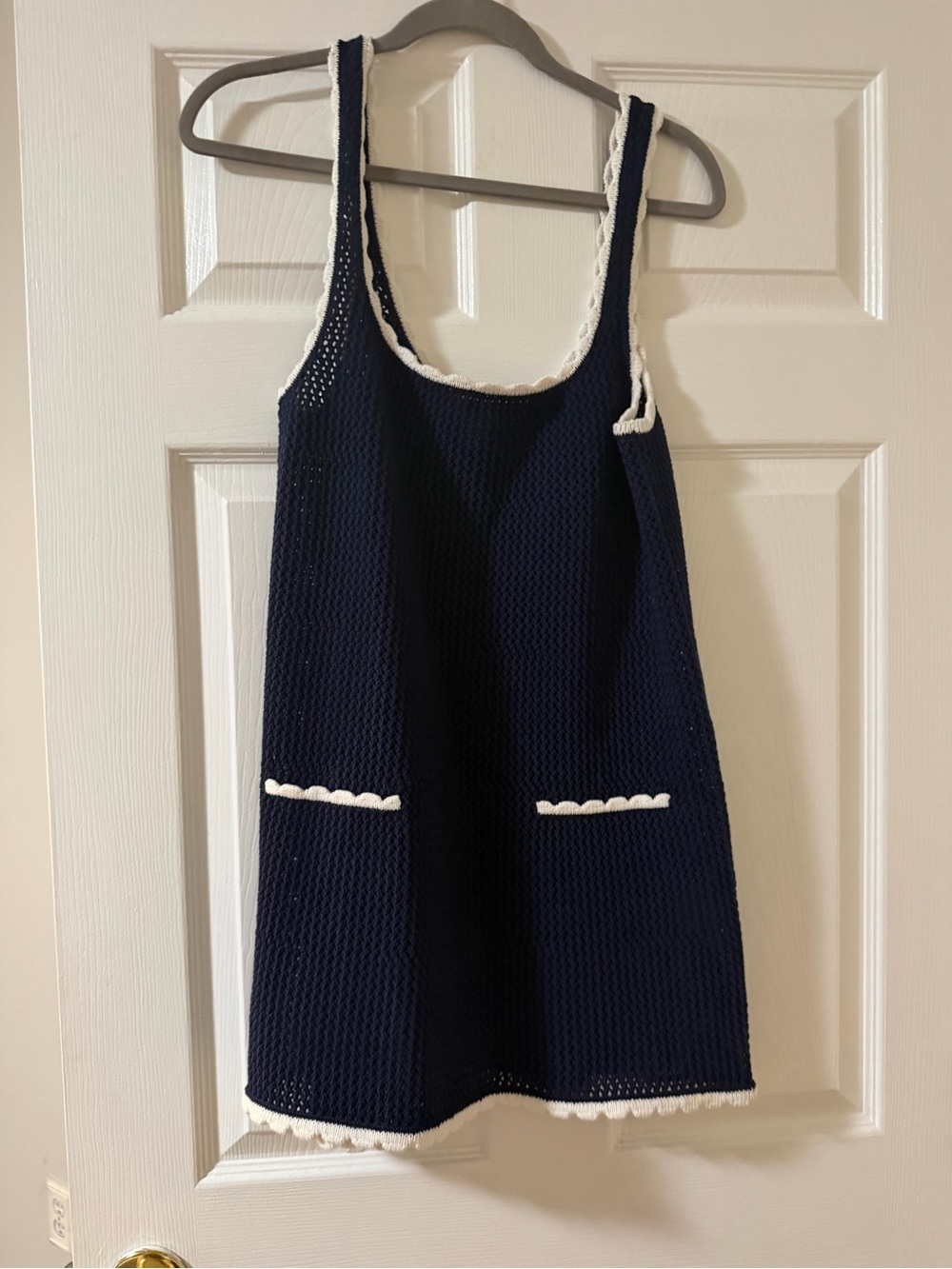 SER.O.YA Brianne Crochet Mini Dress in Navy/Eggshell - Picture 3 of 3